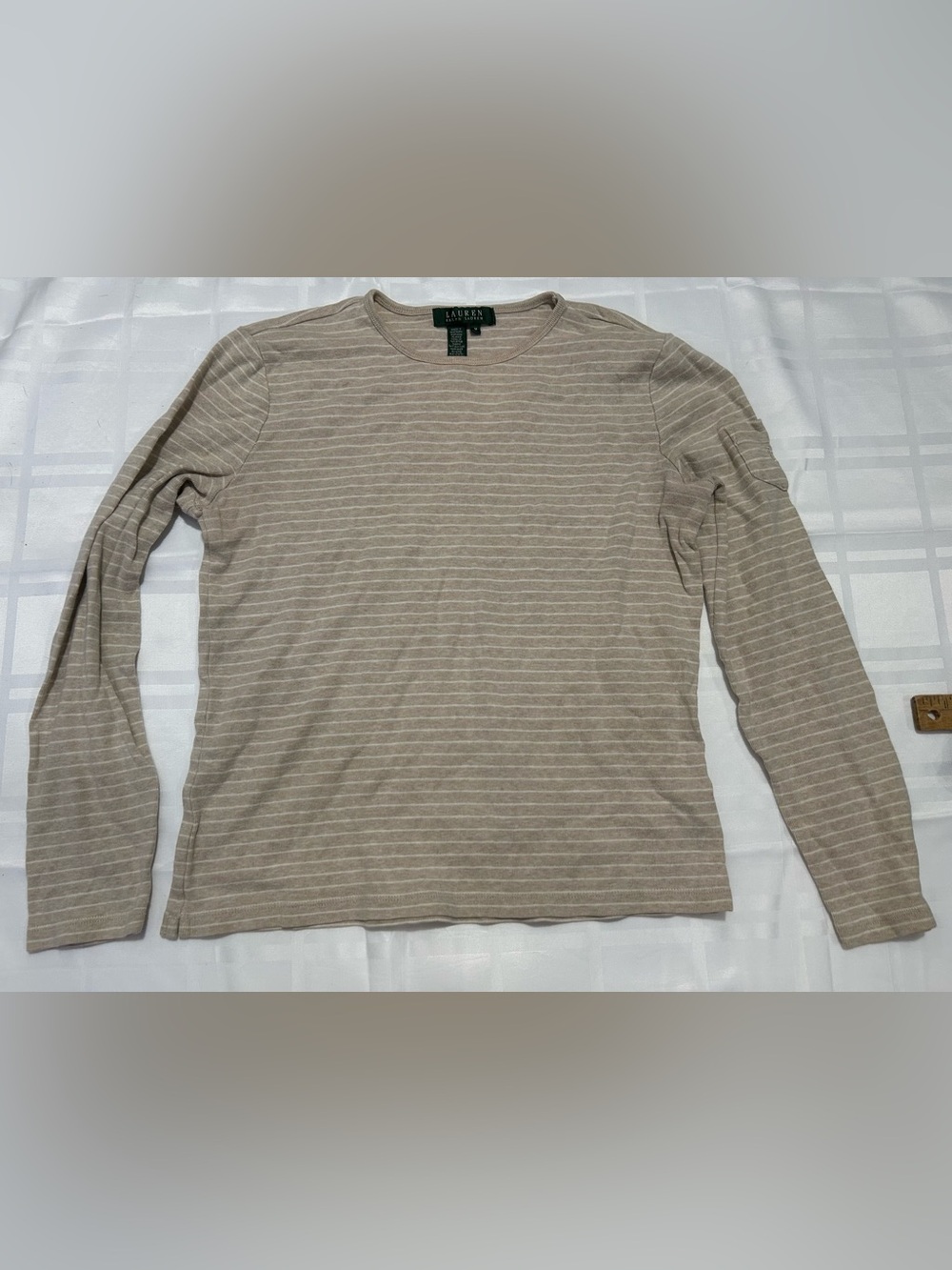 Ralph Lauren Beige Striped Long Sleeve Tee